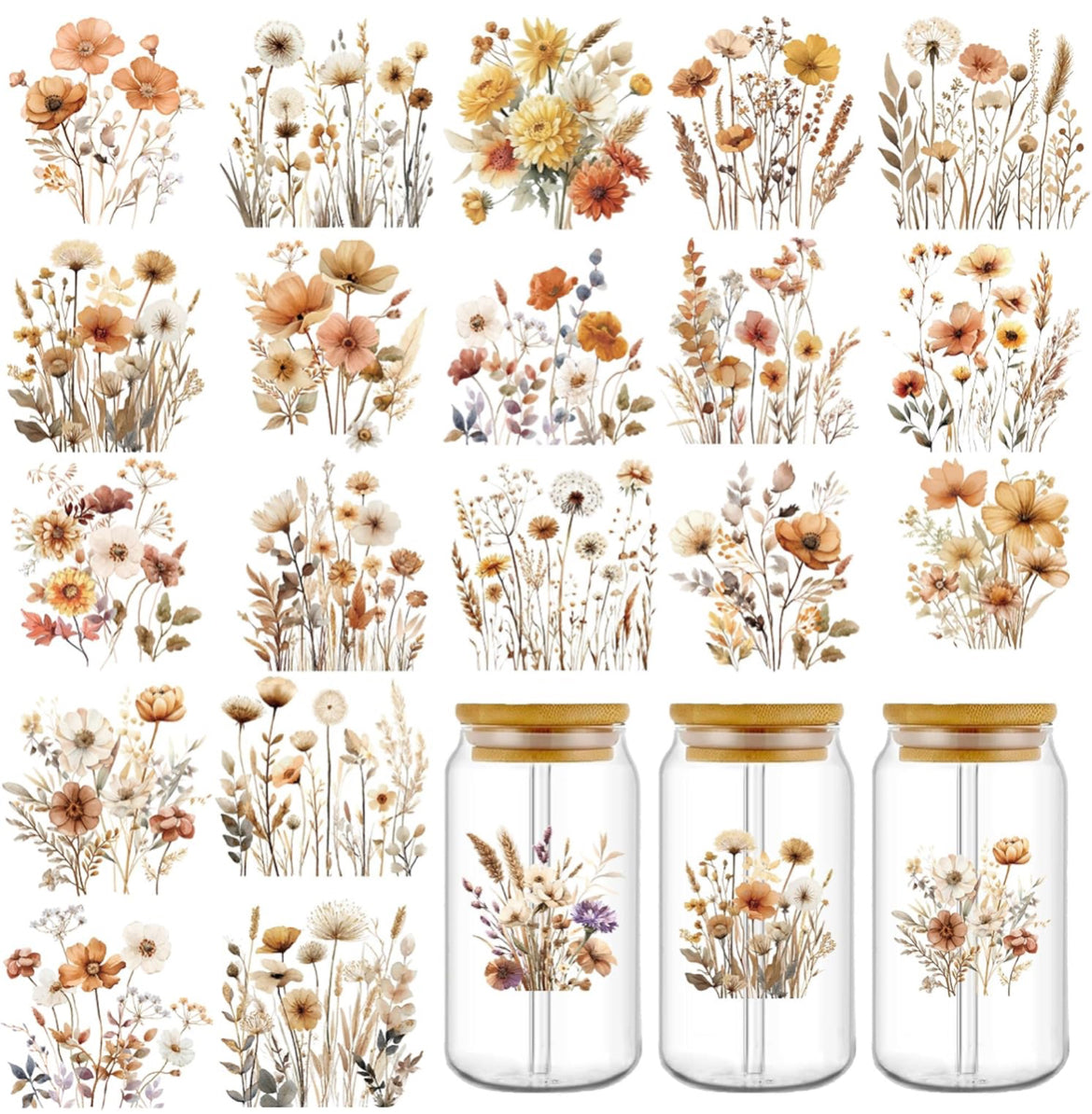BOHO Fall Flowers decal (assorted)